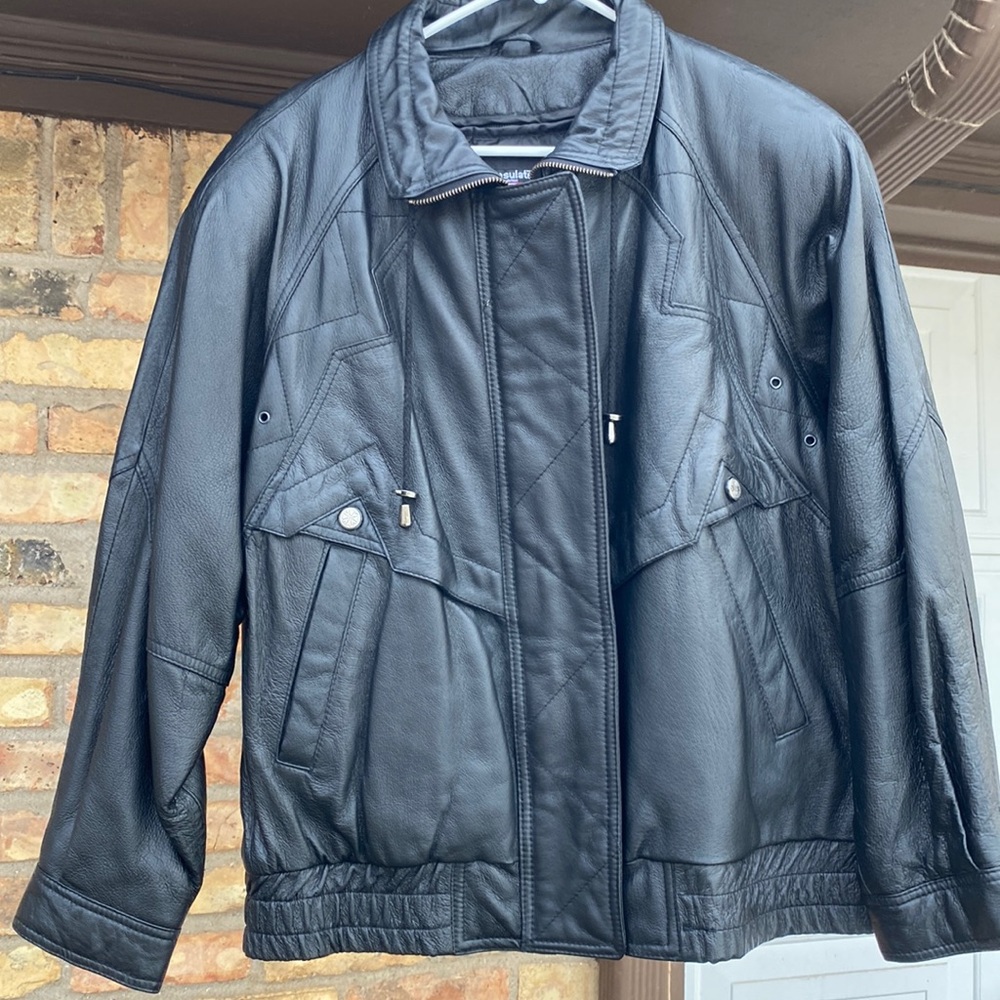 1990 Wilson, insulate, thermal insulation, black leather jacket for female